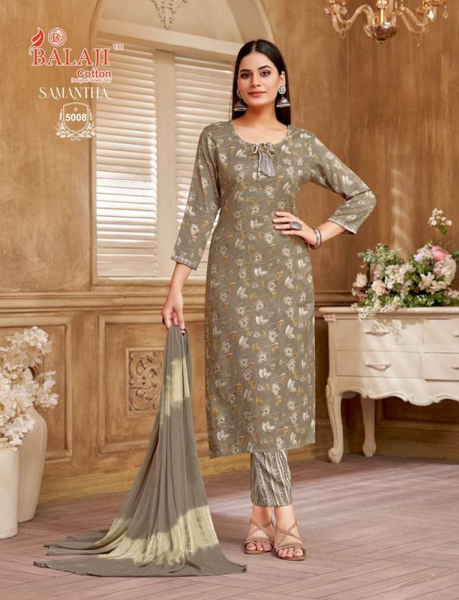 Samantha Vol 5 By Balaji Rayon Printed Kurti With Bottom Dupatta Wholesale Shop in Surat
